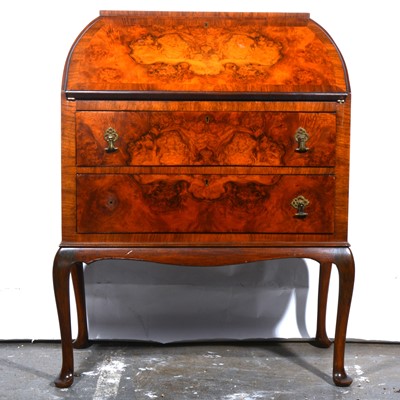 Lot 527 - 1940's burr walnut bureau