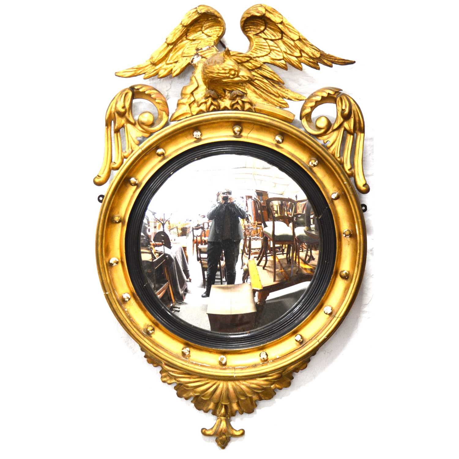 Lot 452 Regency gilt gesso convex wall mirror