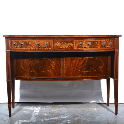 Lot 485 - Victorian inlaid mahogany bowfront sideboard