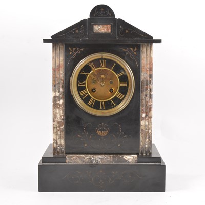 Lot 76 - Victorian slate and marble mantel clock.