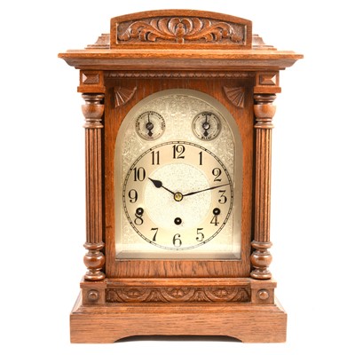 Lot 1409 - Edwardian oak mantel clock