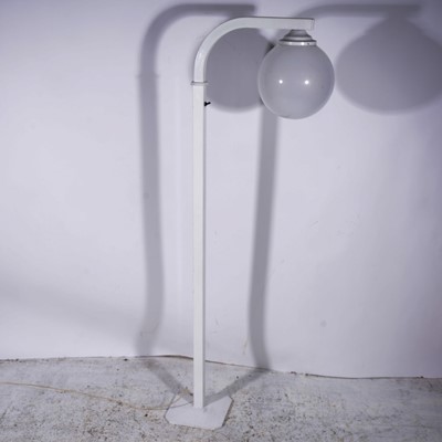 Lot 361 - A modern standard lamp, white lacquered tubular steel frame