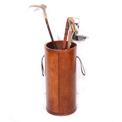 Lot 1149 - A stitched leather cylindrical stick stand