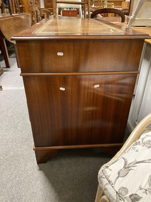 Lot 82 - A Victorian style mahogany twin pedestal desk