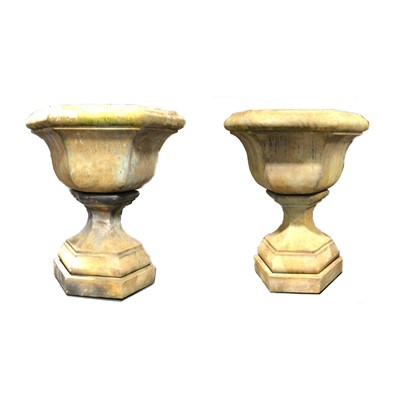 Lot 417 - Two large Haddonstone hexagonal stone planters