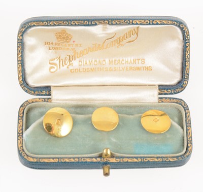 Lot 1356 - Three dress studs (damaged) and box.