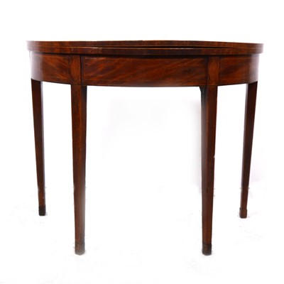 Lot 91 - A George III mahogany demilune card table