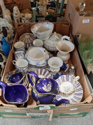 Lot 54 - Three boxes of Victorian teaware, china and glass tabeware