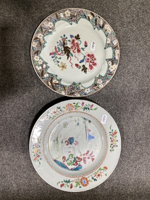 Lot 5 - A Chinese famille rose plate, another Chinese plate, and other tableware