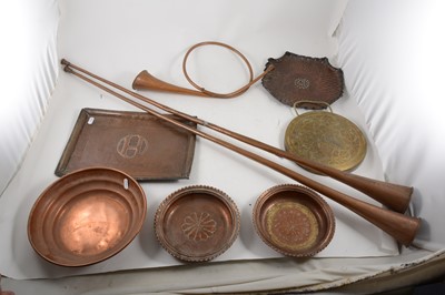 Lot 99 - A quantity of copper and brassware, binoculars, postal scales. etc