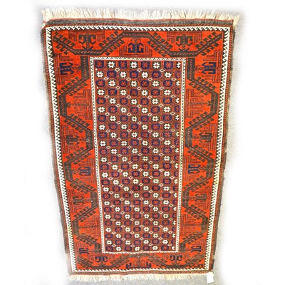 Lot 407 - An Afghan rug, and a flatweave mat