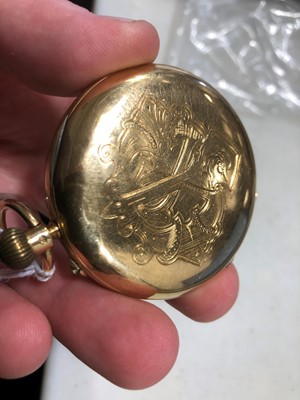 Lot 216 - An 18 carat yellow gold open face pocket watch.