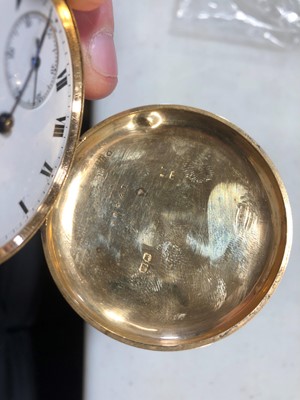 Lot 216 - An 18 carat yellow gold open face pocket watch.