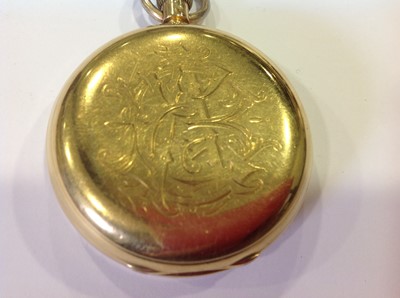 Lot 217 - Pearce & Sons Leicester -an 18 carat yellow gold open face pocket watch