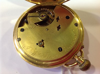 Lot 214 - An 18 carat yellow gold full hunter pocket watch.