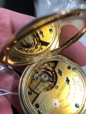 Lot 215 - J W Benson London - an 18 carat yellow gold full hunter pocket watch