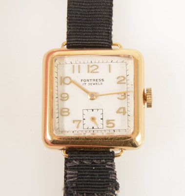 Lot 1391 - Fortress - a lady's yellow metal wrist watch.