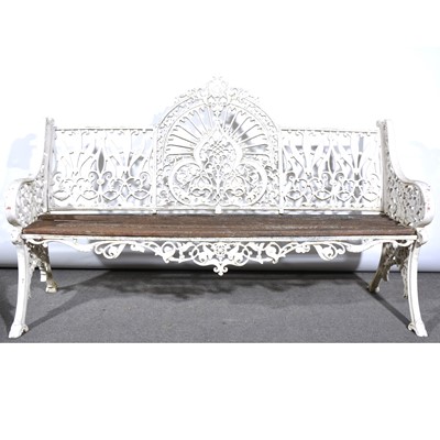 Lot 502 - Painted metal garden bench, Coalbrookdale pattern