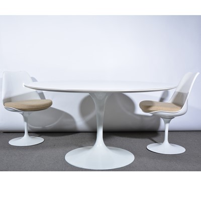 Lot 389 - A 'Tulip' dining table and eight chairs, designed by Eero Saarinen