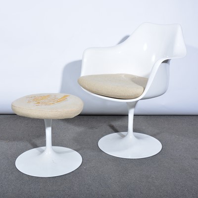 Lot 388 - A 'Tulip' armchair, designed by Eero Saarinen, and matching footstool