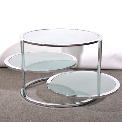 Lot 577 - Chrome and glass metamorphic side table, after Milo Baughman