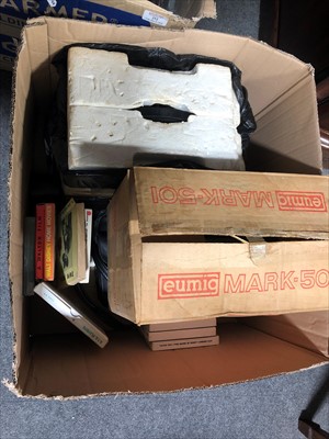 Lot 252 - Two boxes of cine projectors and accessories.