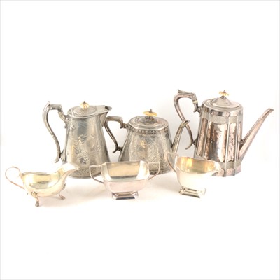 Lot 192 - A Victorian Britannia metal teapot, other...