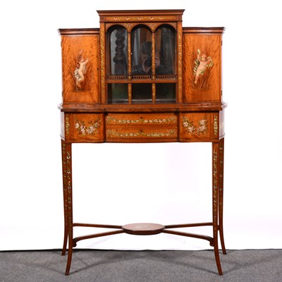 Lot 484 - An Edwardian painted satinwood side cabinet