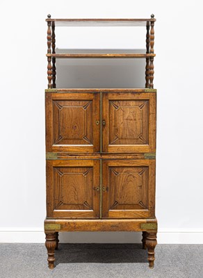 Lot 454 - A George IV teak campaign secretaire