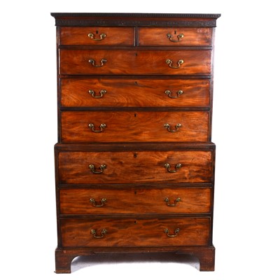 Lot 308 - A George III mahogany secretaire chest on chest