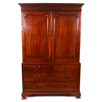 Lot 310 - A George III style mahogany linen-press, mid19th Century