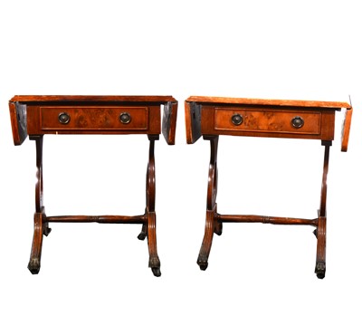 Lot 14 - A pair of reproduction yew wood side tables