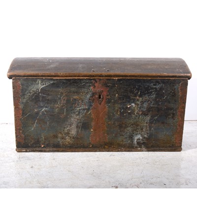 Lot 1571 - A painted pine dome-top trunk, Friesland or Baltic states, bears dates 1717