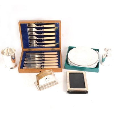 Lot 152 - A quantity of silver-plated wares and cased sets of cutlery.