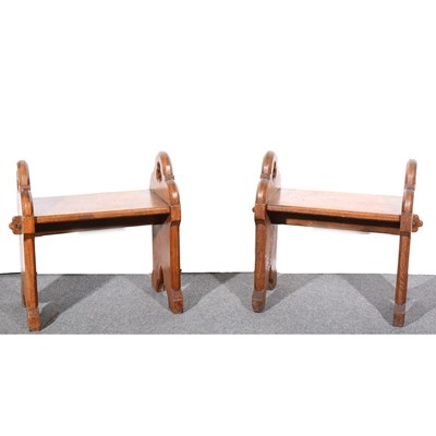 Lot 476 - A pair of Victorian Gothic bench stools