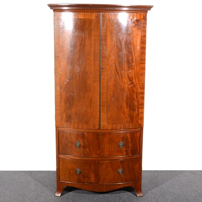 Lot 557 - A small reproduction crossbanded mahogany wardrobe