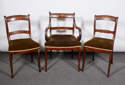 Lot 302 - A harlequin set of eight Dutch mahogany and marquetry dining chairs, early 19th Century