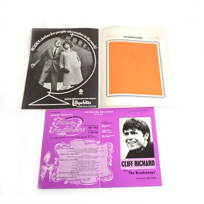 Lot 74 - Paul McCartney signed programme - Talk of the Town, and another signed folded pamphlet signed by Cliff Richard