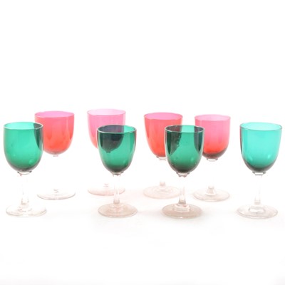 Lot 31 - A collection of glassware including green and ruby coloured stemware