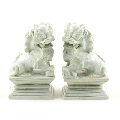 Lot 80 - Pair of carved stone Temple lions