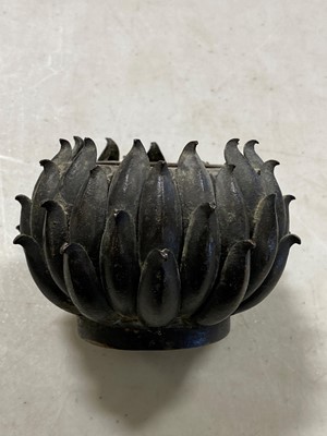 Lot 356 - A small Chinese bronze censer, modelled as a Chrysanthemum head