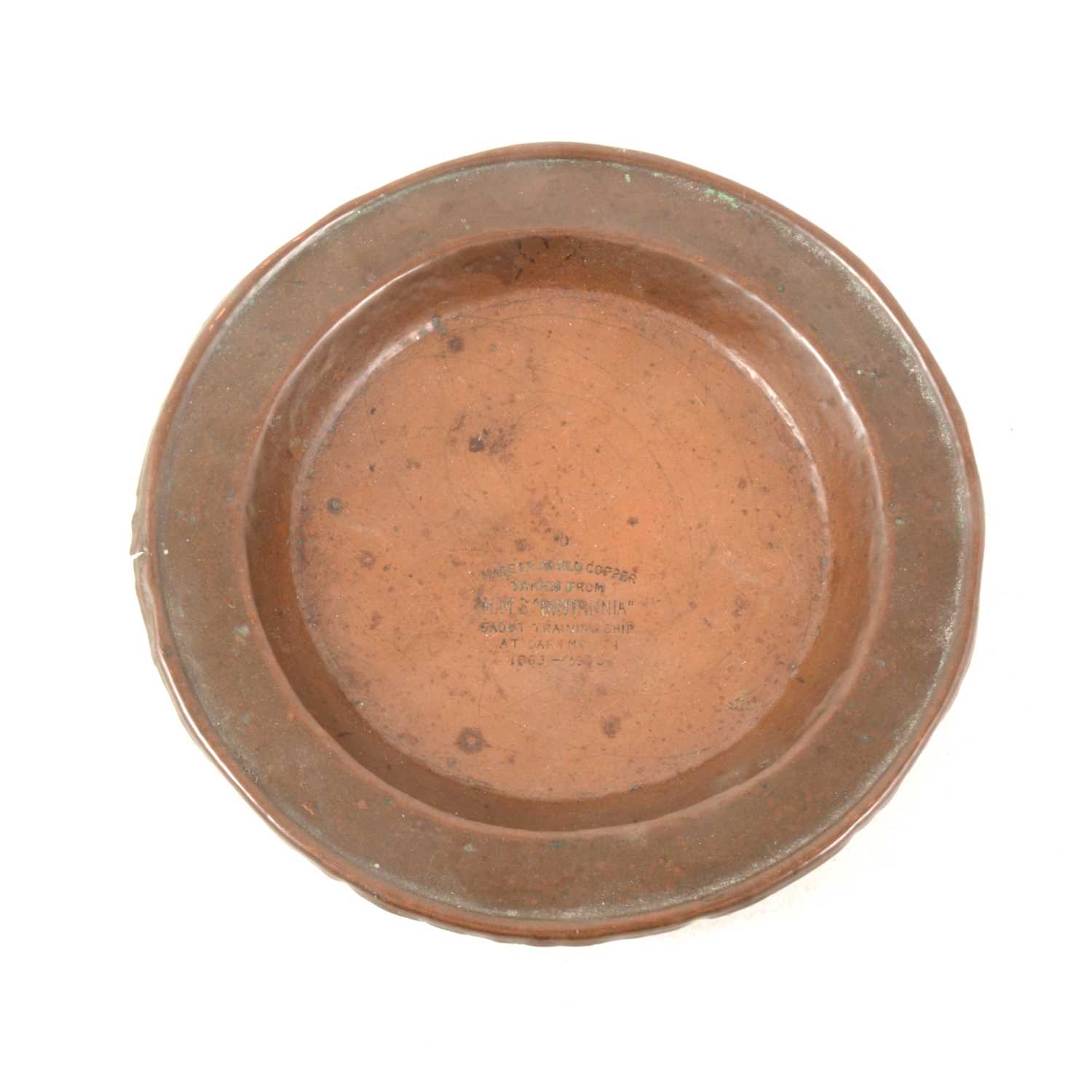 Lot 153 - Small copper plate, the metal taken from HMS Britannia
