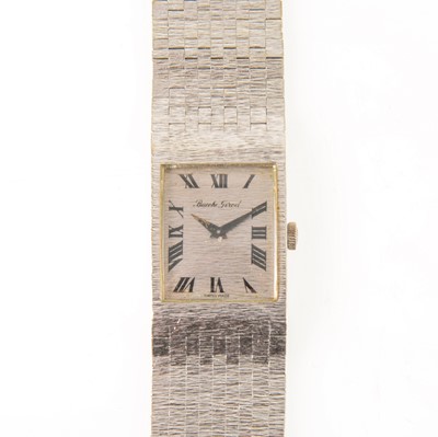Lot 157 - Beuche Girod - a lady's 9 carat white gold bracelet watch.