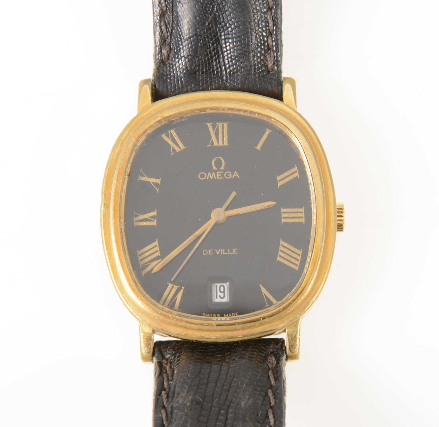Lot 166 - Omega - a gentleman's gold-plated De Ville wrist watch.