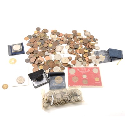 Lot 173 - A collection of British and Foreign coins, some pre 1947, Victorian crown, etc