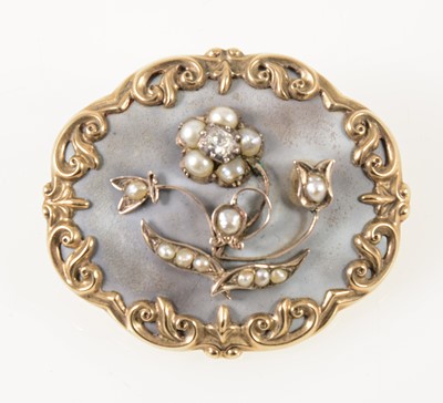 Lot 1287 - A Victorian mourning brooch.