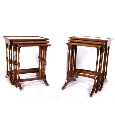 Lot 1553 - Two reproduction mahogany nests of three tables