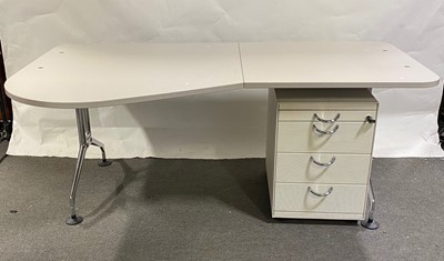 Lot 565 - Two contemporary desks with free standing bank of filing drawers, by Vitra