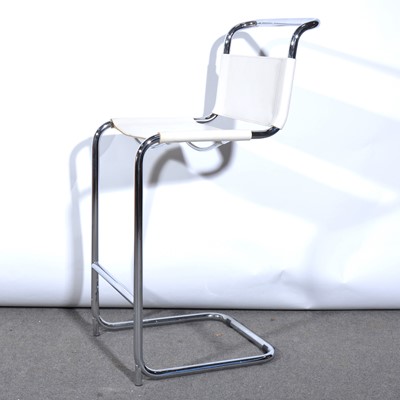 Lot 614 - A chrome and leather cantilever stool