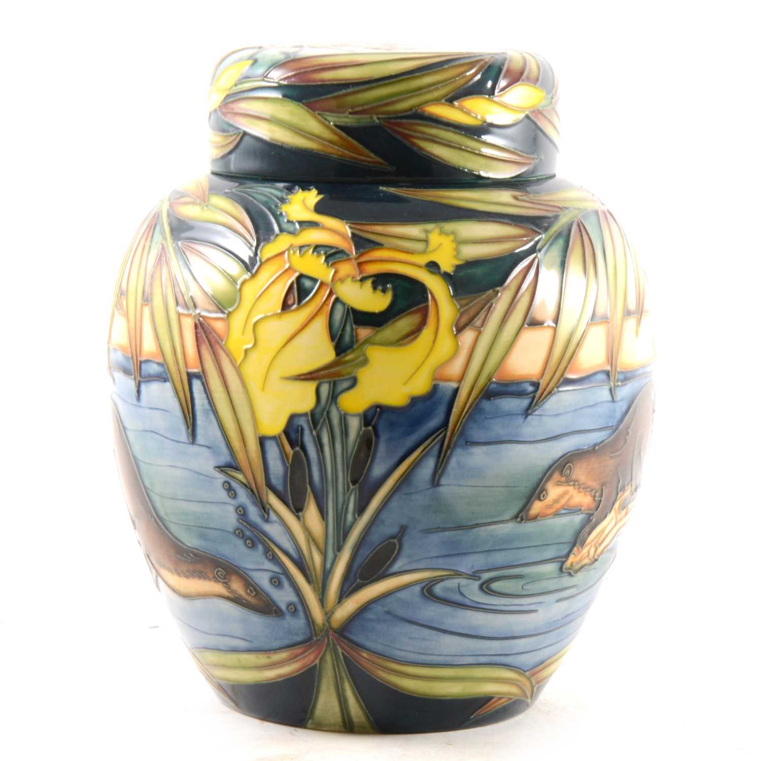 Lot 16 - A 'River Otters' ginger jar and cover designed by Sian Leper for Moorcroft Pottery, 2005